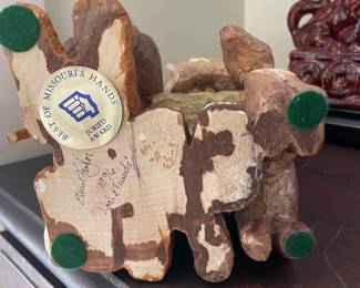Hand Carved Wooden "Noah and Friends" Signed by Artist 