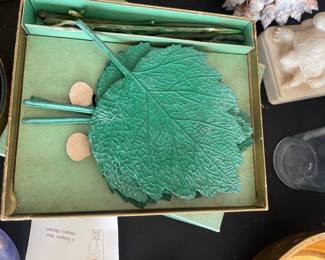 Vintage Natural Elegance by Irving Stone Natural Leaf Coasters & Twig Stir Sticks 