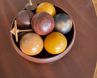 VTG-Set of 6 Sphere/Orbs Solid Wood Balls Home Decor Ornate