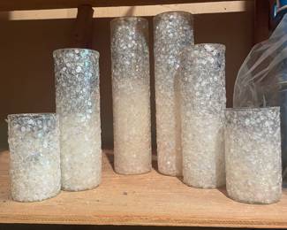 Collection of Snow Glass Candle Holders In Various Sizes 