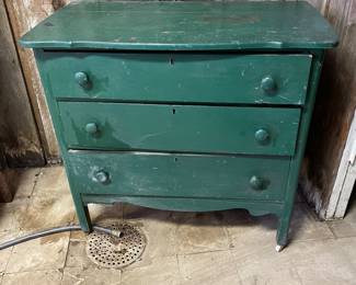 Green Wood Chest of  Drawers