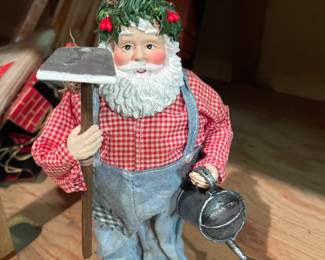 Vintage Lillian Vernon Fabric Mache Garden Santa #483U