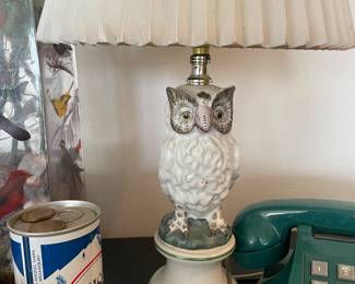 Mid Century Modern  Owl Porcelain Lamp
