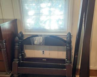 Set of Twin Wood Pineapple Bed Frames 