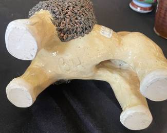 NC Folk Pottery, Billy Ray Hussey Stoneware Lion Signed