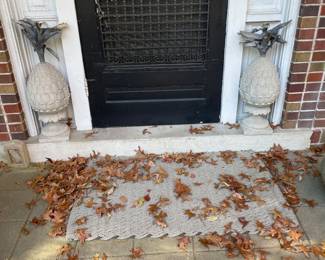 Vintage Stone Pineapple Garden Statues - A Pair