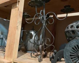 Vintage Black Scroll Metal Candelabra 