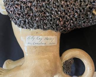 NC Folk Pottery, Billy Ray Hussey Stoneware Lion Signed