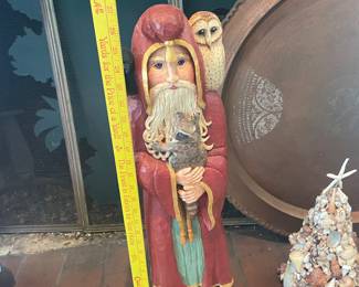 Old World Wood Carved Santa with Animal Friends 