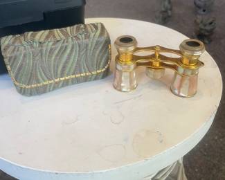 Vintage Lemaire Paris Opera Glasses Mother of Pearl With Case