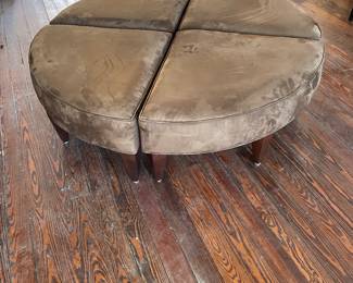 Round Suede Coffee Table - Splits in Half's/Quarters - 55"W x 14.5"T