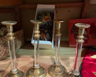 Lucite Brass Candlestick Single Taper Candle Holder Beacon Hill 