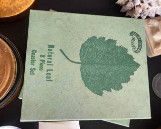 Vintage Natural Elegance by Irving Stone Natural Leaf Coasters & Twig Stir Sticks 