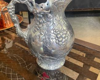 Vintage Arthur Court Aluminum Grape Leaves Pitcher 1996 10"
