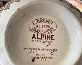 Antique Petrus Regout Maastricht Brown Transferware Bowl Alpine Pattern - Set of 2 -