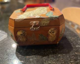 Vintage Purse Wooden Purse Raised 3D Owls - An Original By Pollydot Dages Ft. Land, Lake Toraway  -Box Purse Handbag Wood Purse Lucite Handle Collectible Purse