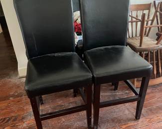 Set of 4 Counter Height Dining Chair PU Leather Indoor Pub Barstool