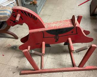 Vintage THE WONDER HORSE Wooden Spring Rocking Horse