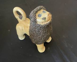 NC Folk Pottery, Billy Ray Hussey Stoneware Lion Signed