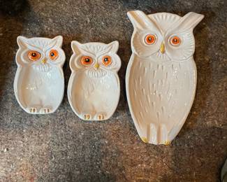 Mid Century Modern Owl Dishes/Ash Tray 