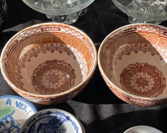 Antique Petrus Regout Maastricht Brown Transferware Bowl Alpine Pattern - Set of 2 -