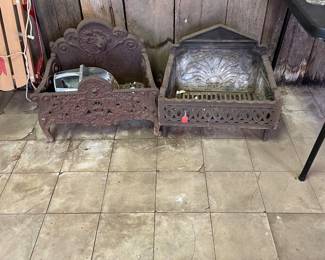 Antique Decorative Cast Iron Fireplace Coal Basket Crate Insert
