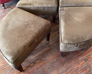 Round Suede Coffee Table - Splits in Half's/Quarters - 55"W x 14.5"T
