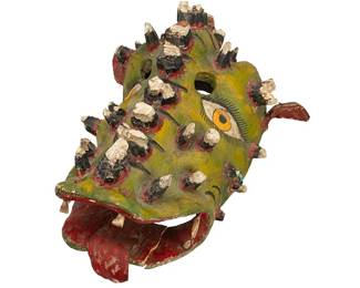 Vintage Mexican dance mask, painted papier mache