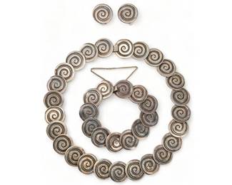  Los Castillo Sterling Silver Swirl Jewelry Suit