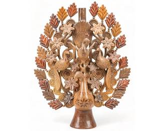 Burnished Tree of Life Candelabra in the style of Heron Martinez Mendoza