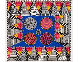 Pedro Friedeberg (b. 1936), "Teotihuacanizacion de Mesopotamia", screenprint in colors on paper, ed. 14/120, signed and numbered in pencil in the lower margin frame: 34 x 34 in. 