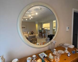 Mid Century Modern Large Off White Wall Mirror
