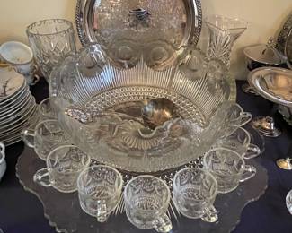 Great punch bowl, tray, & cups