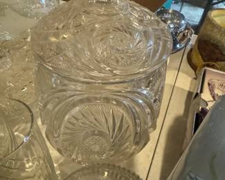 Vintage pattern glass cookie jar 