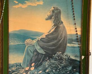 Vintage Print with Avocado green inset on the frame 