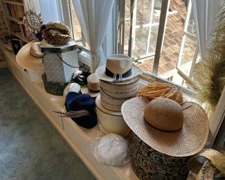 Vintage hats, found way more since this photo was taken, please look at all the photos.  FYI you're not seeing everything, closets are full too!