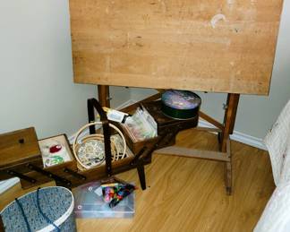 Sewing supplies, drawing drafting table board