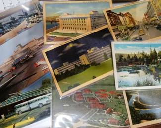 100s and 100s of old postcards, including linen and photographic.  Disney, Airplanes, Cars, city landmarks and more