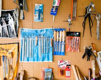 Workshop Files, drill bits, hand tools, hardware and supplies