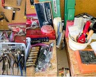 HUGE workshop: hand tools and paint supplies