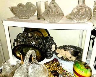 Crystal decanters and more - Silverplate and pewter items