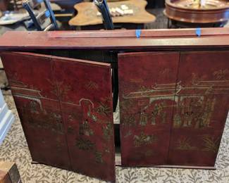 Hanging TV stand w bracket vintage chinoiserie look