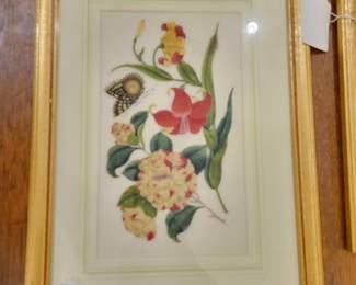 Close up of Chinese hand painted silk paintings