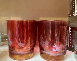 Etched Cranberry Glasses