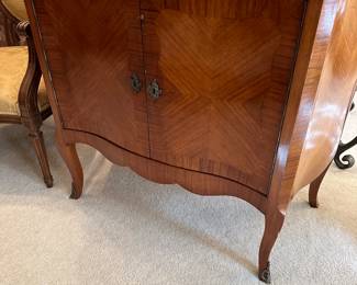 Marble Top Inlaid Wood Cabinet