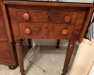 Antique 2 drawer side table