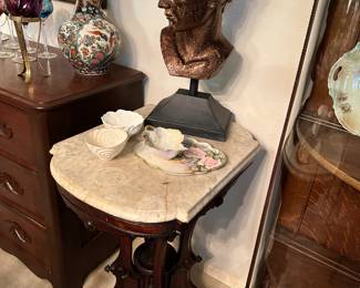 Antique Marble Top Side Table 