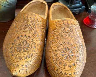 Carved Wood Dutch Shoes