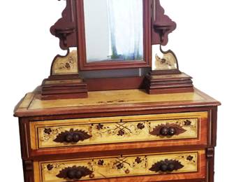 Antique American Renaissance Victorian Painted Dresser with Mirror.