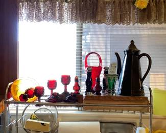 Vintage ruby red Avon glasses and misc pieces